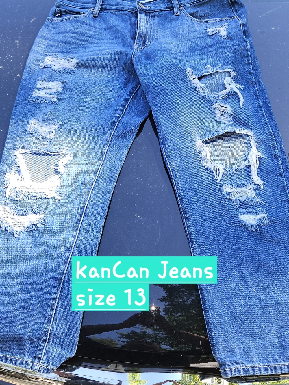 KanCan Ripped Mid-Blue Distressed Jeans